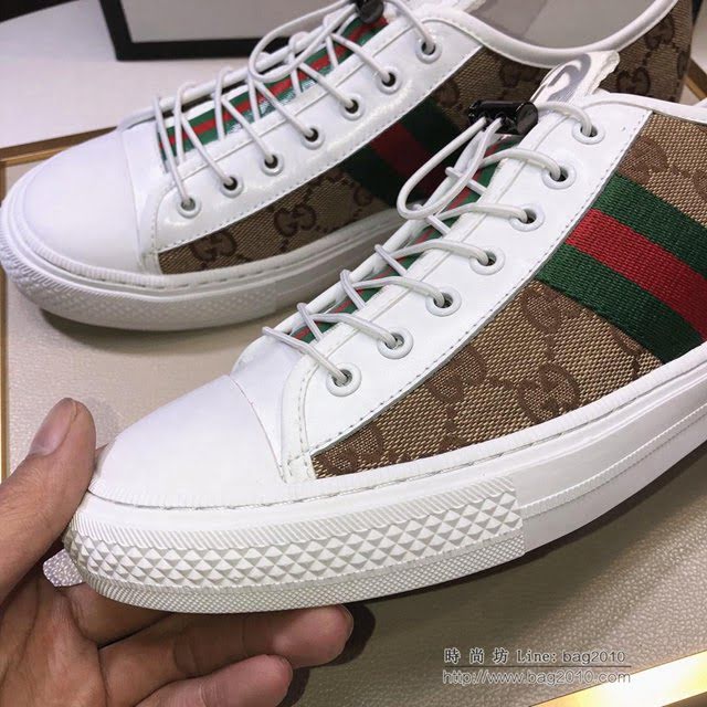 GUCCI男鞋 原單品質 古馳男士經典休閒鞋 進口牛皮 Gucci白色男鞋 Gucci系帶男鞋  hdnx1079